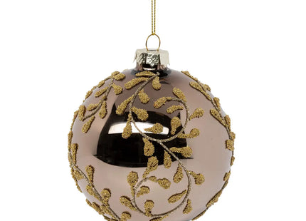 Bola navideña de cristal marrón dorado D10cm - 191794