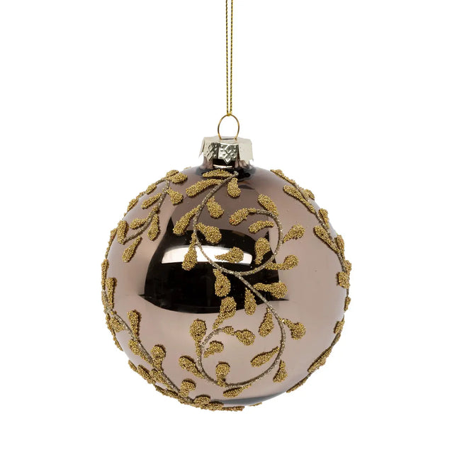 Bola navideña de cristal marrón dorado D10cm - 191794