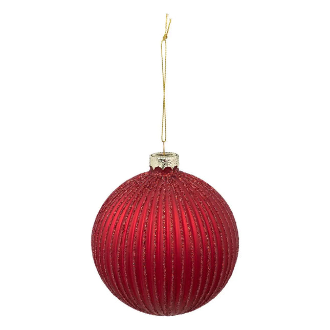 Bola navideña de cristal acanalada brillante de 10 cm - 191798