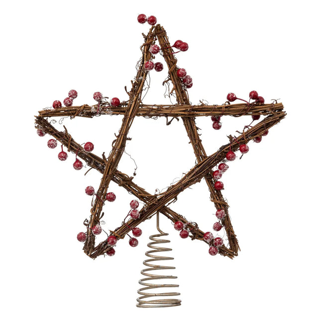 Adorno de abeto "Ferme aux sapins" acero/ratán A27cm - 191871