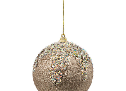 Bola navideña dorada con purpurina y decoración iridiscente D8cm - 191962