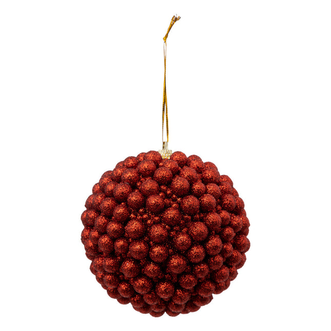 Bola navideña decorada con Canicas Rojas D10cm - 191964