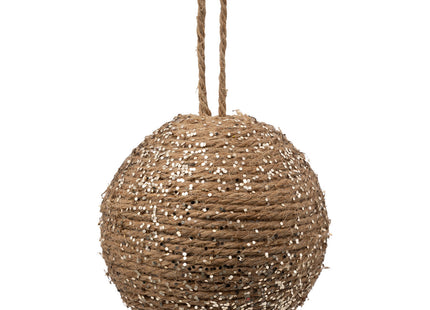 Bola navideña de cuerda dorada con purpurina D8cm - 191984