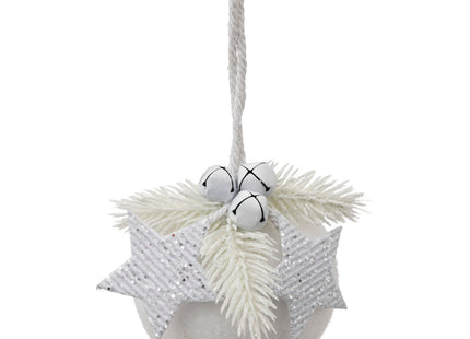 Bola navideña Blanca con Estrellas y Campanas D8cm - 191996