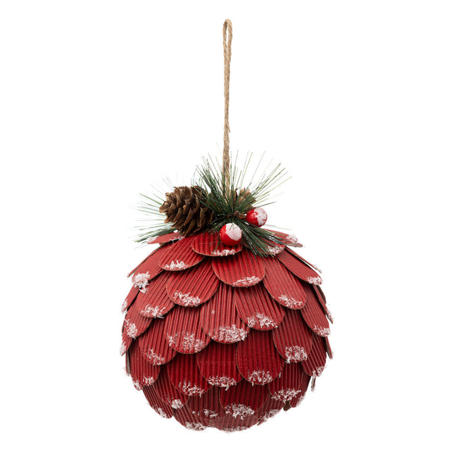 Bola navideña decorativa piñas de pino rojo D10cm - 191997