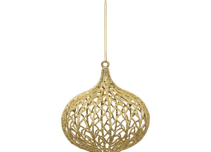 Bola navideña "Gota" de agua dorada D10cm  - 192060