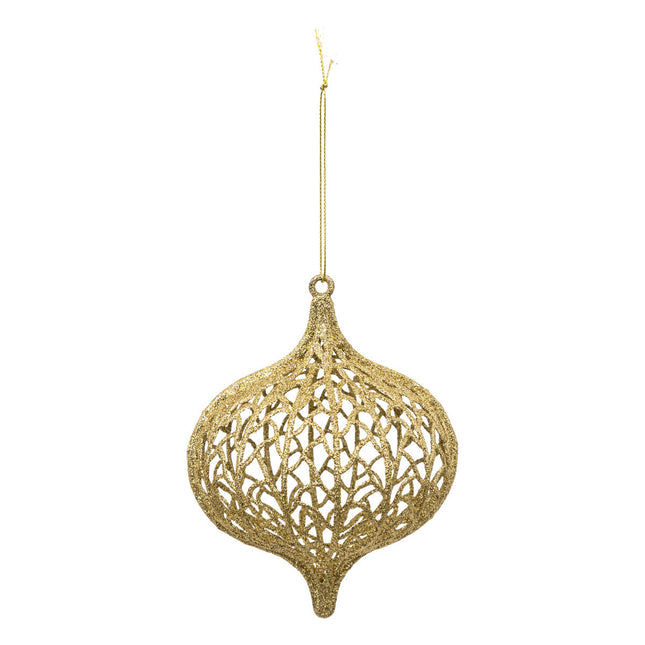 Bola navideña "Gota" de agua dorada D10cm  - 192060