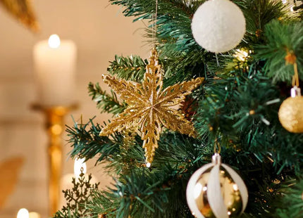 Deco navideña Estrella de plástico dorado, 14 cm - 192071