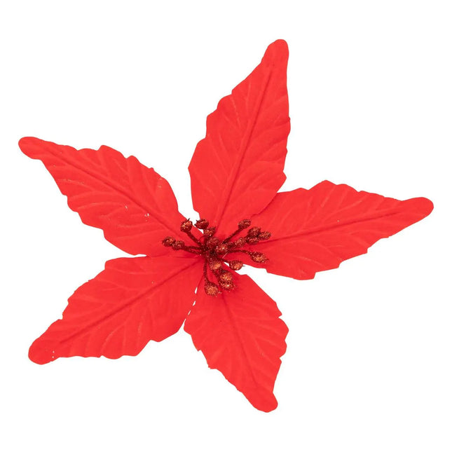 Deco navideña flor de Pascua roja de 20 cm - 192438