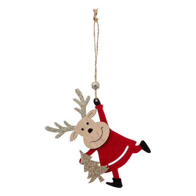 Deco navideña "Reno" con árbol de fieltro A16cm - 192473