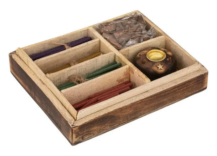 Caja de incienso "Taly" con soporte de madera de mango - 192737