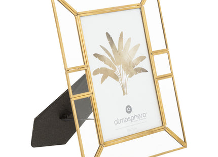 Porta retrato "Carlo" para posar en metal dorado y cristal 10x15cm - 193175