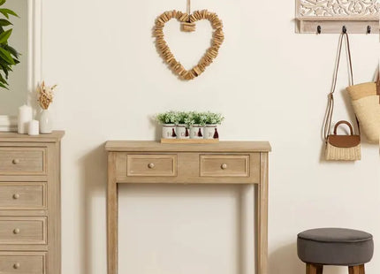Decoración de pared en forma de corazón de metal y haya, 35 cm de altura - 193184