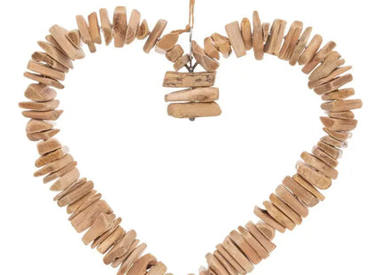 Decoración de pared en forma de corazón de metal y haya, 35 cm de altura - 193184
