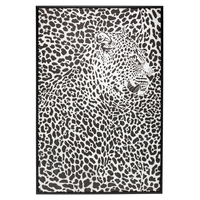 Cuadro estampado "Leopardo" con marco de madera negro 60x90cm - 193241