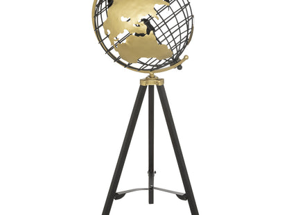 Globo terráqueo decorativo "Ramon" de metal negro y dorado A70cm - 193259