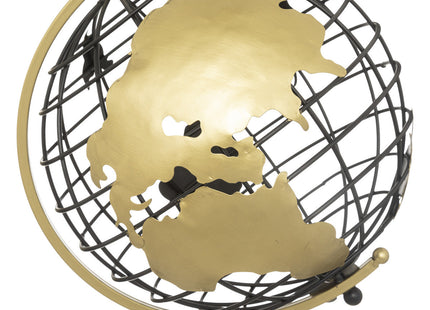 Globo terráqueo decorativo "Ramon" de metal negro y dorado A70cm - 193259