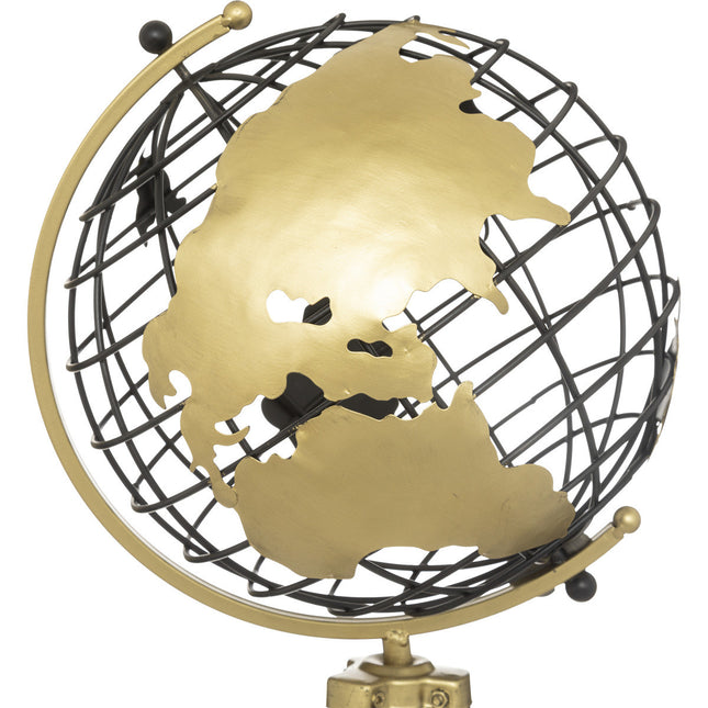 Globo terráqueo decorativo "Ramon" de metal negro y dorado A70cm - 193259