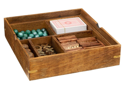Caja multijuegos "Ines" de madera de mango 23x23cm - 193264