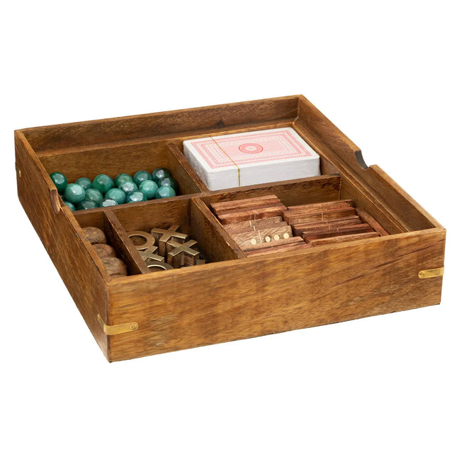 Caja multijuegos "Ines" de madera de mango 23x23cm - 193264
