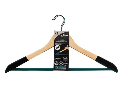 Juego de 2 perchas de madera con revestimiento de terciopelo - 193473