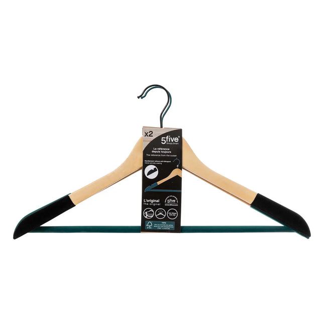 Juego de 2 perchas de madera con revestimiento de terciopelo - 193473