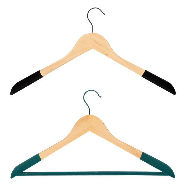 Juego de 2 perchas de madera con revestimiento de terciopelo - 193473