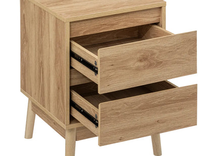 Mesita de noche con 2 cajones efecto roble natural "Abana" - 193544