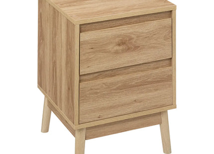 Mesita de noche con 2 cajones efecto roble natural "Abana" - 193544