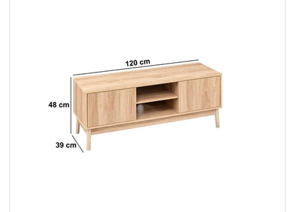 Mueble de TV con 2 armarios en efecto roble natural "Abana" - 193546