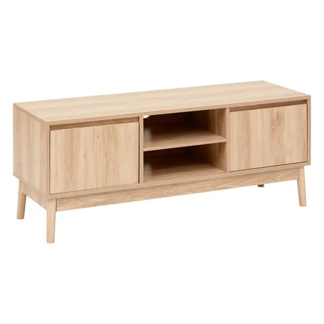 Mueble de TV con 2 armarios en efecto roble natural "Abana" - 193546