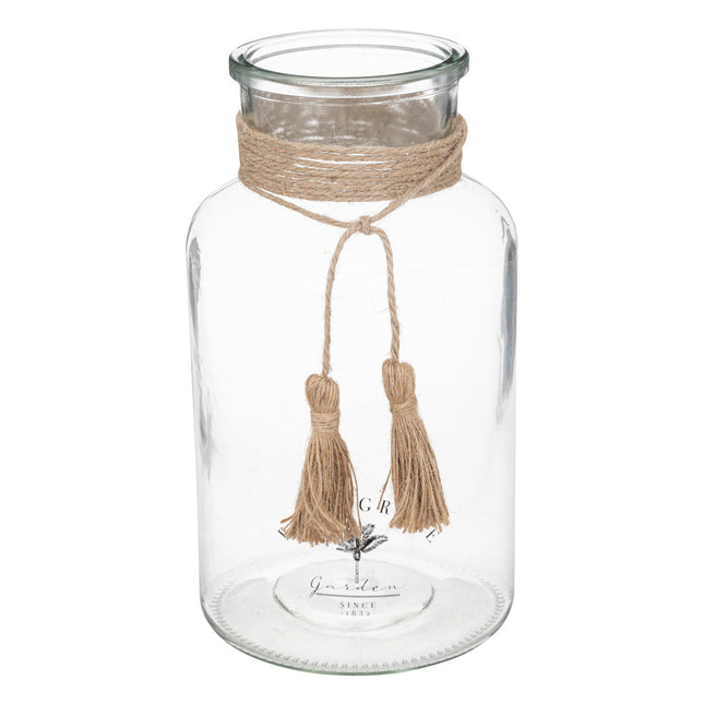Jarrón "Bota" de vidrio y yute A25cm - 193716