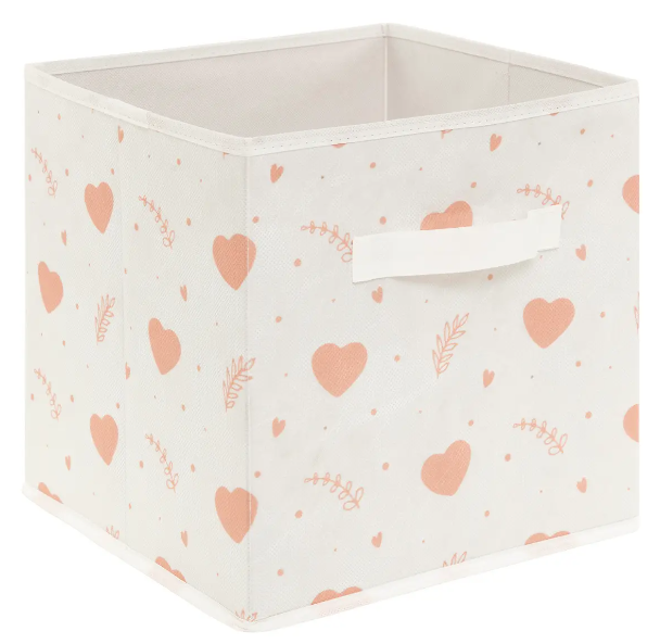 2 cajas de almacenamiento "Corazón" rosa 29x29cm - 193999A