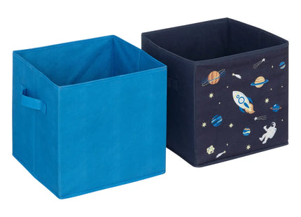 2 cajas de almacenamiento "Espace" 29x29cm azul - 193999D