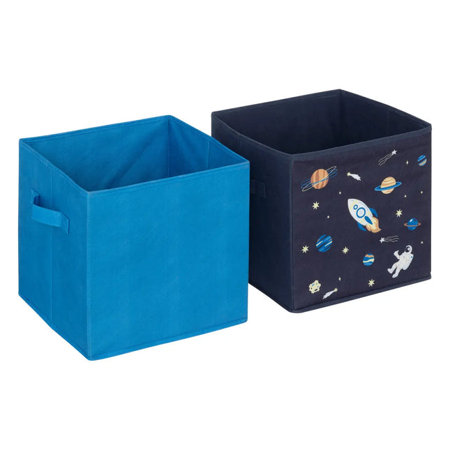 2 cajas de almacenamiento "Espace" 29x29cm azul - 193999D