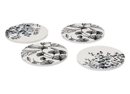Juego de 4 posavasos "Floral" D10cm - 194131