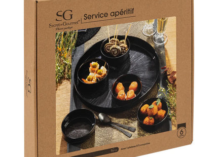 Set de aperitivo negro "Astra" 6 piezas - 194161A
