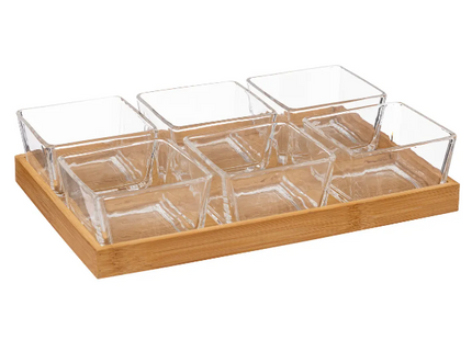 Set de aperitivo de bambú y vidrio 7 piezas - 194195