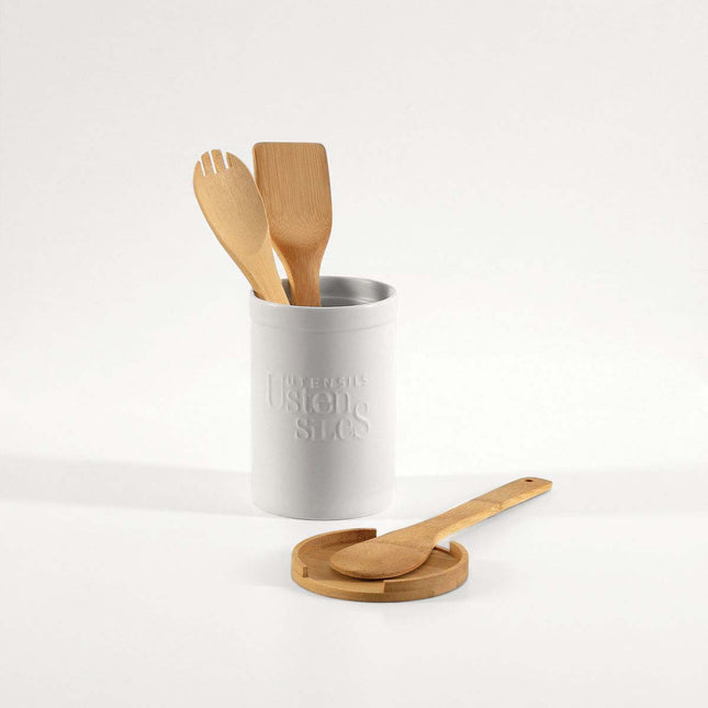 Caja "Naturéo" de utensilios en cerámica blanca - 194232A