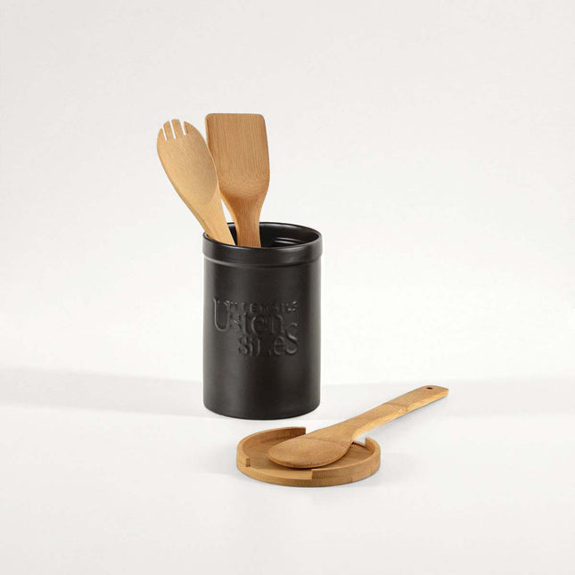 Caja "Naturéo" de utensilios en cerámica negra - 194232B
