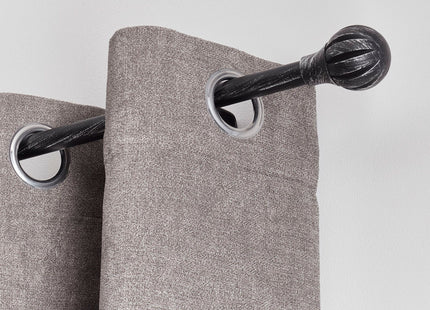 Barra de cortina extensible individual de D19mm 120-210cm negro y plateado - 7503312096