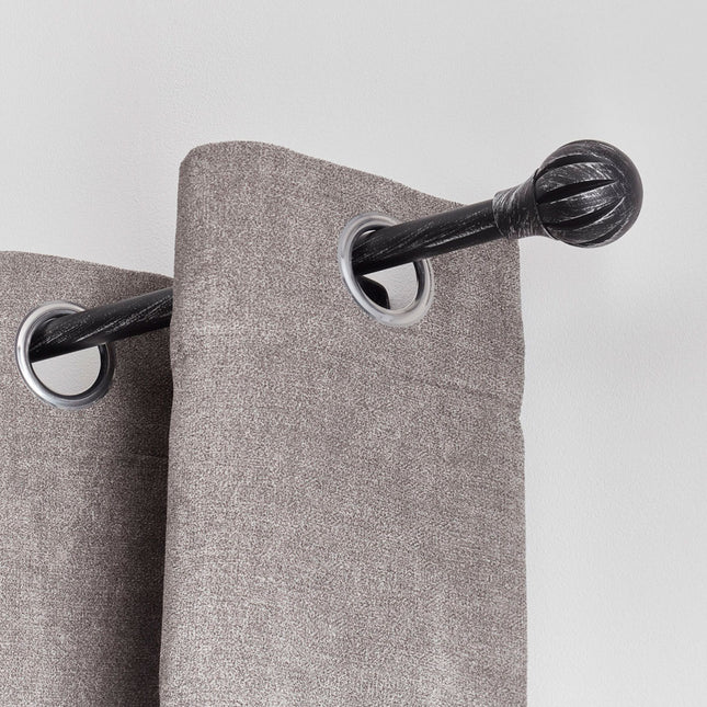 Barra de cortina extensible individual de D19mm 120-210cm negro y plateado - 7503312096