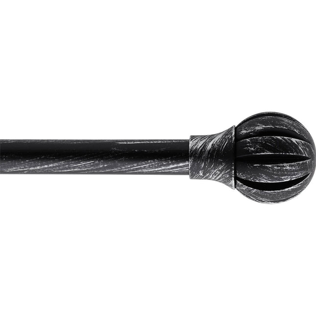 Barra de cortina extensible individual de D19mm 120-210cm negro y plateado - 7503312096