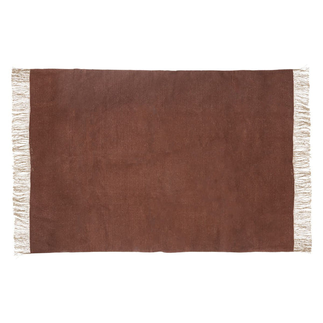 Alfombra con flecos "Bota" de yute y algodón 120x170cm terracota - 194341N
