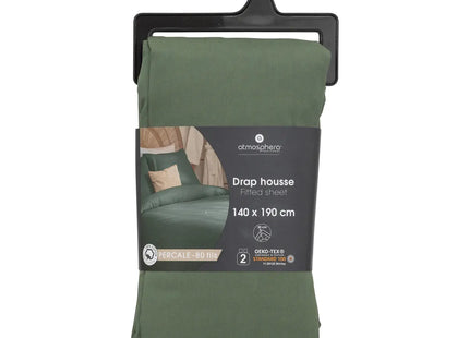 Sábana bajera "Landiha" percal verde 140x190cm - 194357K