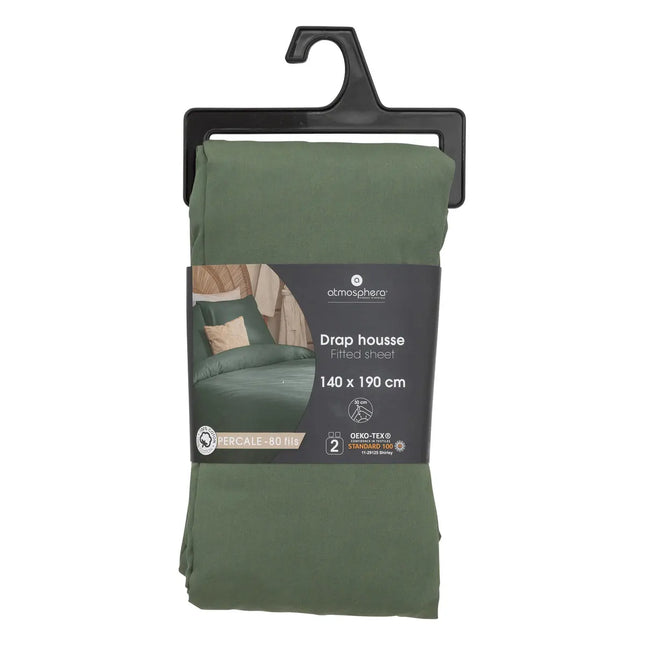 Sábana bajera "Landiha" percal verde 140x190cm - 194357K
