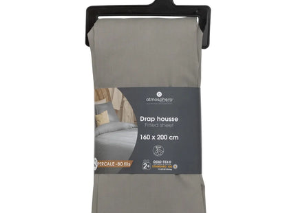 Sábana bajera "Landiha" percal gris 160x200cm - 194358B