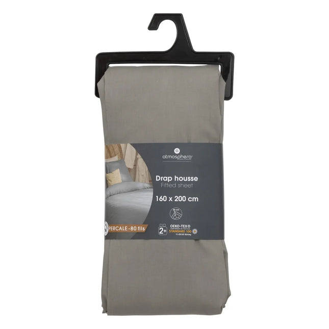Sábana bajera "Landiha" percal gris 160x200cm - 194358B