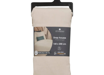 Sábana bajera "Landiha" percal beige 160x200cm - 194358D