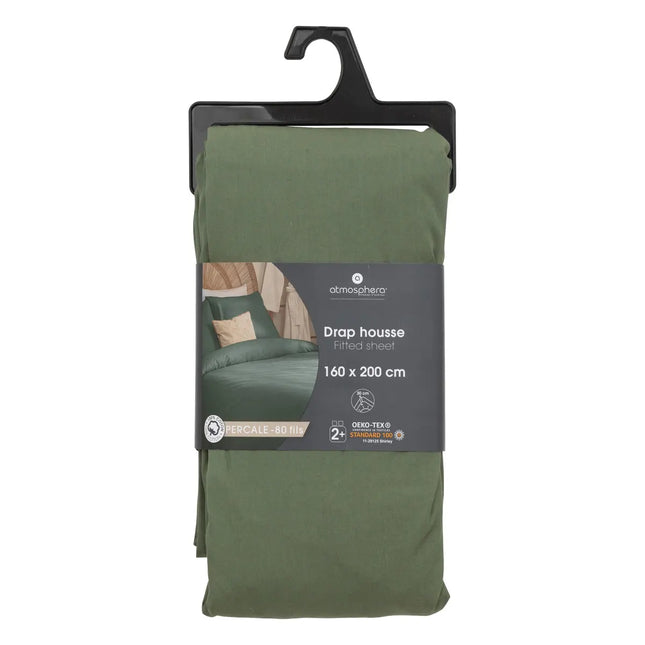 Sábana bajera "Landiha" percal verde 160x200cm - 194358K